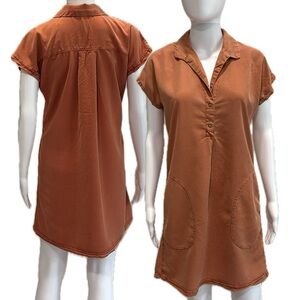 XCVI Tencel Popover Shirtdress Size XS Short Sleeve A-Line 1/2 Placket Dress